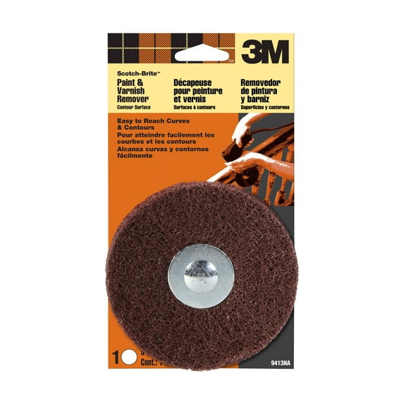 3M Paint & Varnish Remover, Use On Wood, Metal, Plastic, Fiberglass, Contour Surface, 1 Disc, 9413NA
