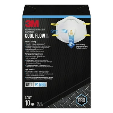 3M Cool Flow Valve Respirator 8511, N95, White, 10 Masks