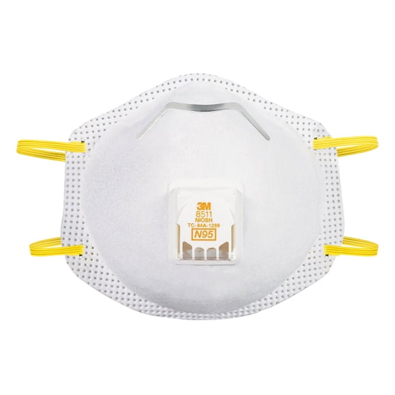 3M Cool Flow Valve Respirator 8511, N95, White, 10 Masks
