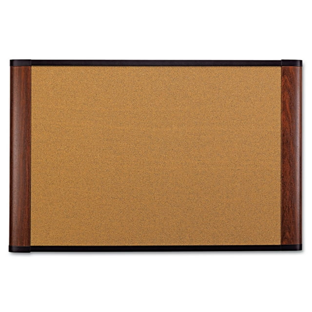 3M Cork Bulletin Board, 72" x 48", Aluminum Frame w/Mahogany Wood-Grained Finish