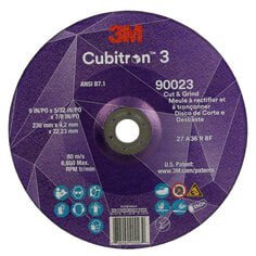 3M Cubitron 3 Cut and Grind Wheel, 90023, 36+, T27, 9 in x 5/32 in x 7/8 in (230 x 4.2 x 22.23 mm), ANSI, 10/Pack, 20 ea/Case (Case of 20) SKU 7100313199
