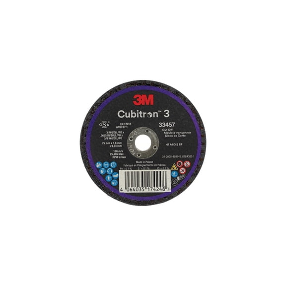 3M Cubitron 3 75 Mm X 1.6 Mm X 9.53 Mm Ceramic Cut-Off Wheel, 5 Pack