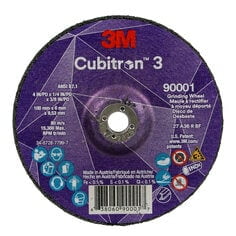 3M Cubitron 3 Depressed Center Grinding Wheel, 90001, 36+, T27, 4 in x 1/4 in x 3/8 in (100x6x9.53mm), ANSI, 10/Pack, 20 ea/Case (Case of 20) SKU 7100303965