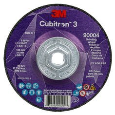 3M Cubitron 3 Depressed Center Grinding Wheel, 90004, 36+, T27, 5 in x 1/4 in x 5/8 in-11 (125x6mmx5/8-11in), ANSI, 10 ea/Case (Case of 10) SKU 7100312967