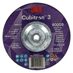 3M Cubitron 3 Depressed Center Grinding Wheel, 90009, 36+, T27, 7 in x 1/4 in x 5/8 in-11 (180x6mmx5/8-11in), ANSI, 10 ea/Case (Case of 10) SKU 7100312965