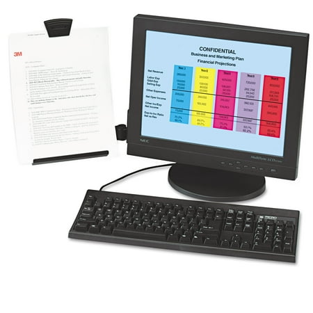 3M DH445 3M Flat Panel Document Holder - 2.8" x 9" x 10" - Silver