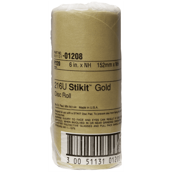 3M DISC ROLLS-GOLD STIKIT 6" P220 75/ROLL 12/CS
