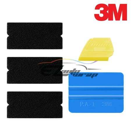 3M Detailer Plastic Squeegee with 3X Replacement Felt Yellow Qili Edge Combo Set Tool Kit Decal Vinyl Wrap Tint Applicator TK01