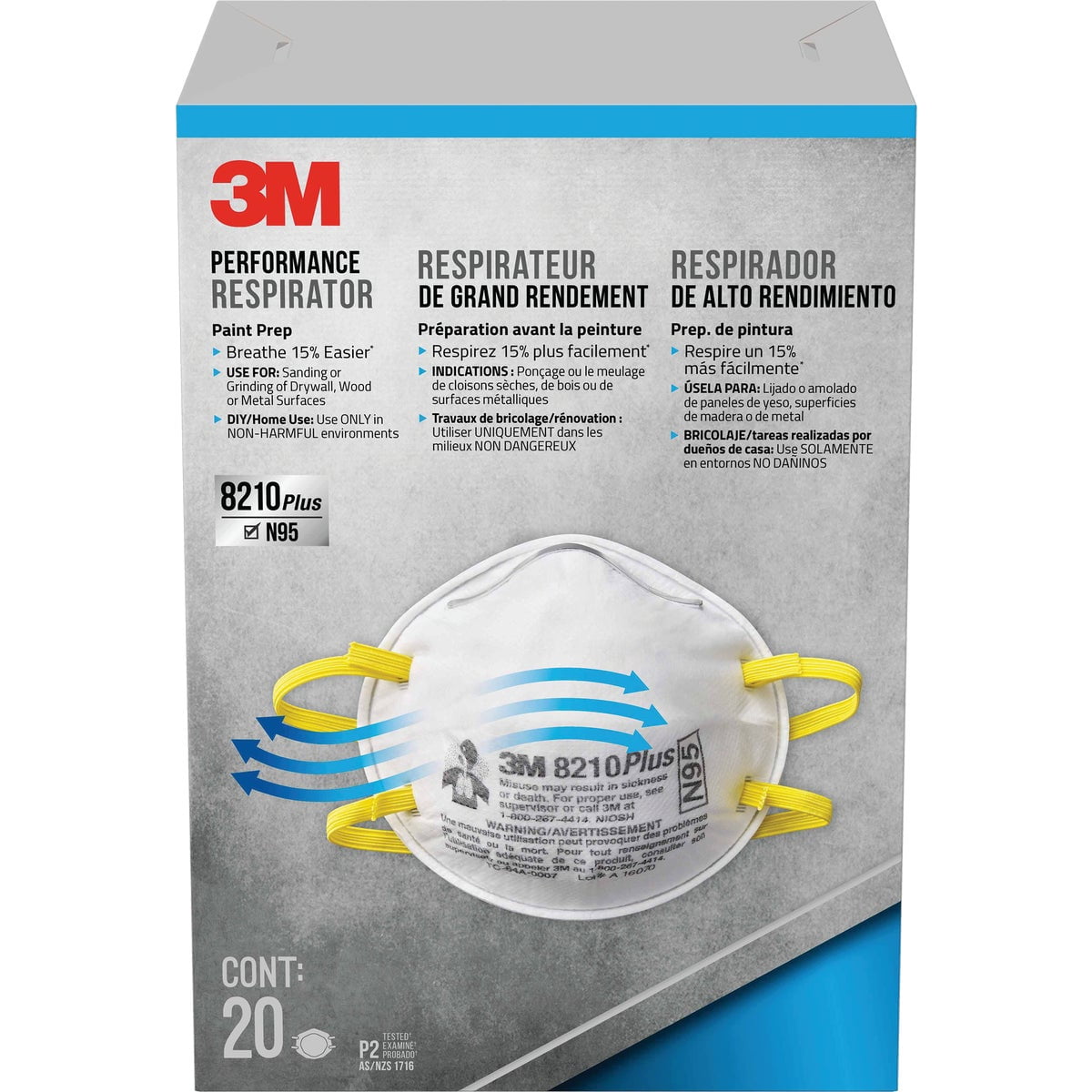 20-pack 3M Drywall Sanding Respirator N95 - Disposable, White - 20