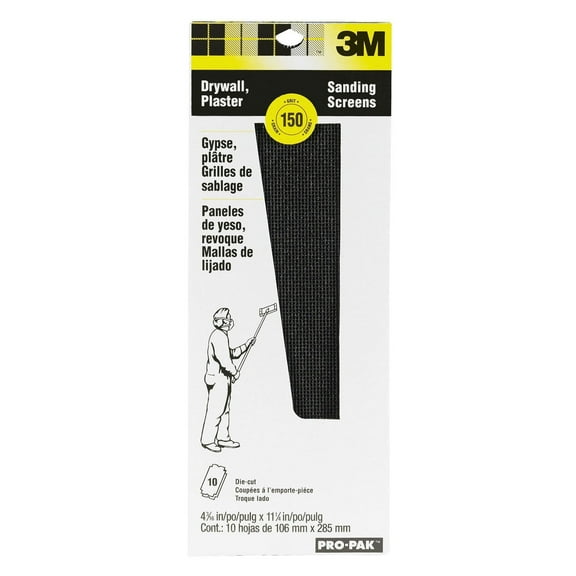 3M Drywall Sanding Screen 99437 - 150 Grit, Waterproof - 10 Pack, 4 3/16 x 11 1/4 In