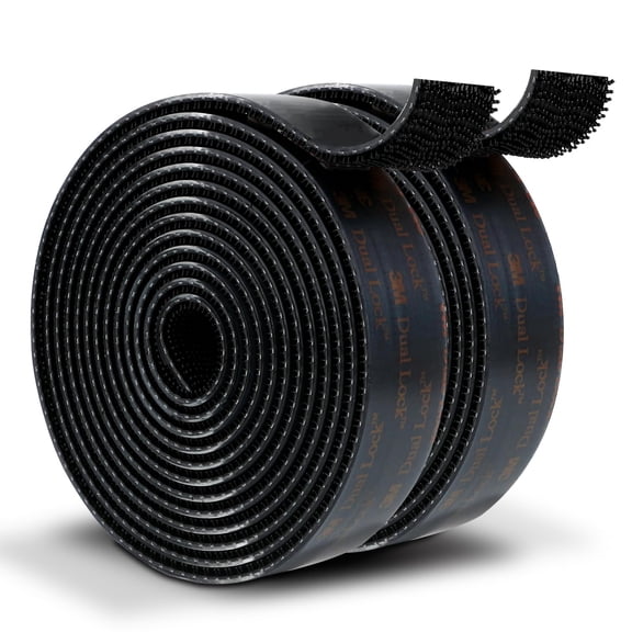 3M Dual Lock SJ3550A 1"8ft Black 2 Pack Reclosable Fastener Mounting Tape Interlocking Mushroom Shaped Strong Adhesive Hook Lock Sticky Tape for Indoor and Outdoor(DB25252)