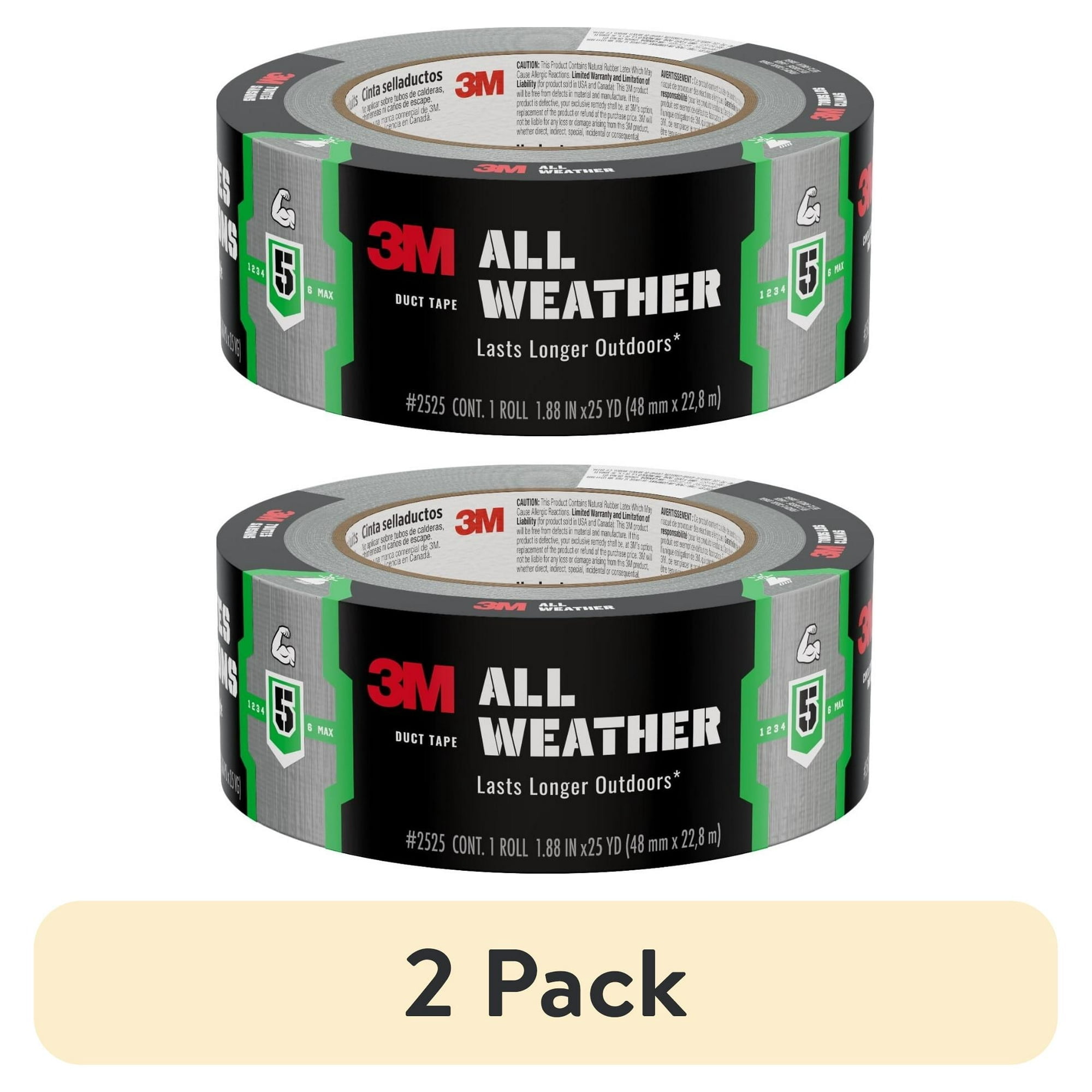 3M? Duct Tape Black, 1.88 in x 45 yd, 2pk