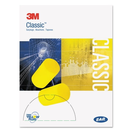 3M E·A·R Classic Small Earplugs in Pillow Paks, PVC Foam, Yellow, 200 Pairs -MMM3101103