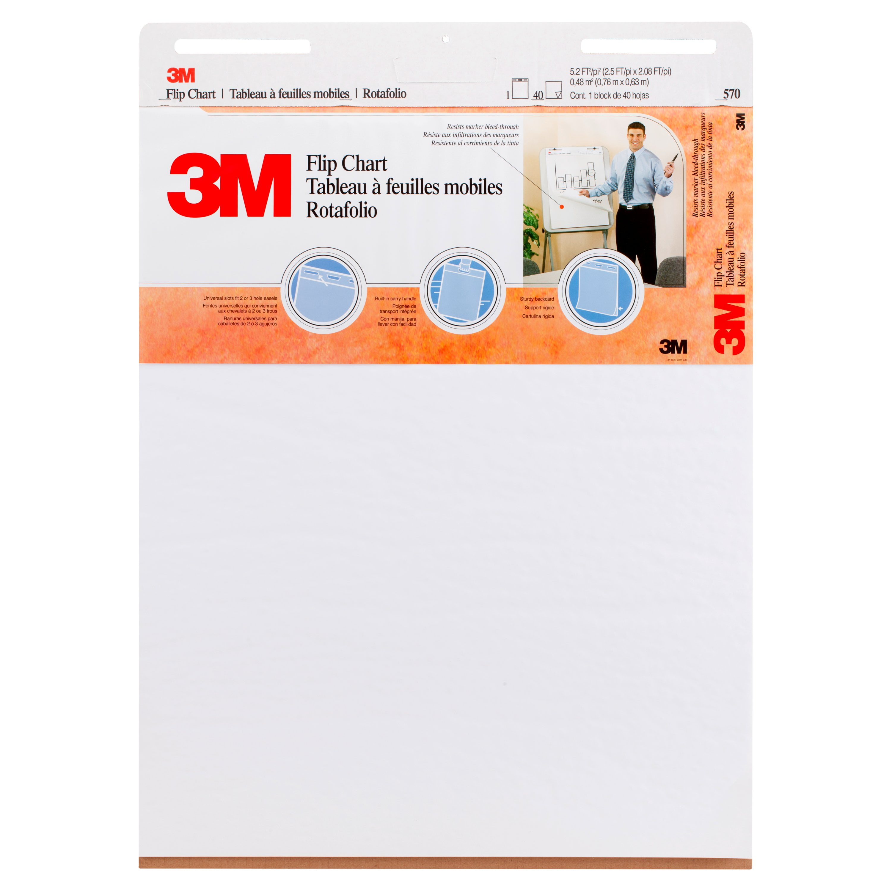 3M Plain Paper Flip Charts, White, 30 Sheets/Pad - 2/Pack