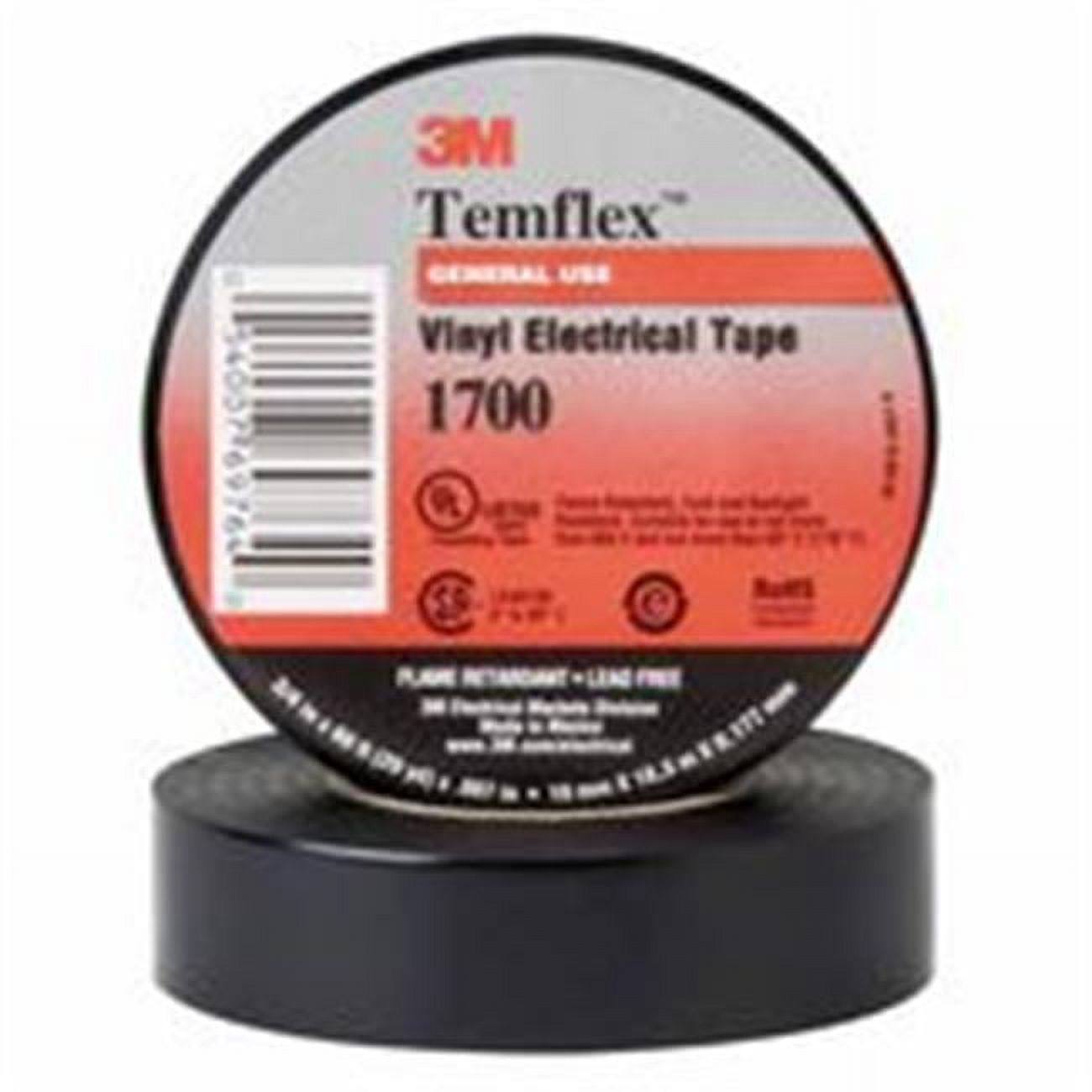 3M Electrical 50057173 Temflex Friction Tape, 0.75 in. x 60 ft., Black