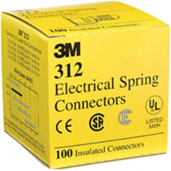 3M Electrical Spring Connectors, Model 312, Yellow, 100-Piece