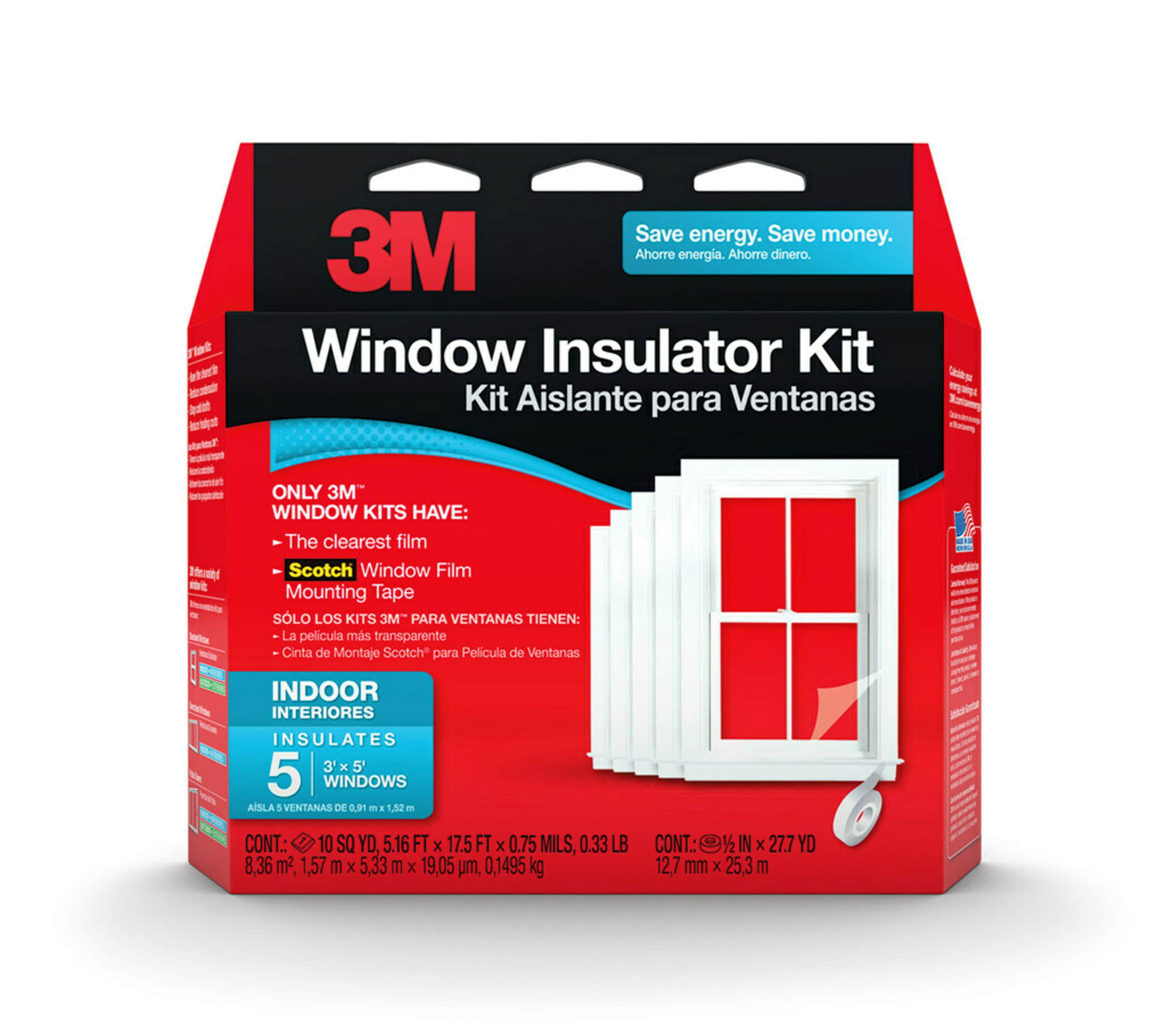 3M, Energy Saving, Clear Film Weatherproof Window Insulation Kits 3 x 5 in Clear 5 Pieces
