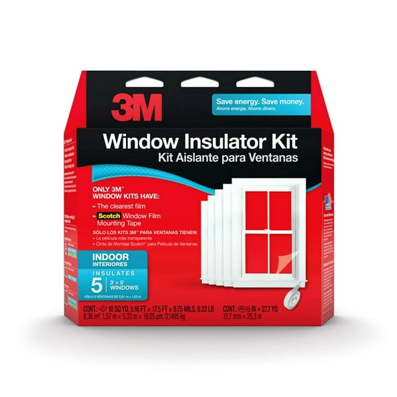 3M, Energy Saving, Clear Film Weatherproof Window Insulation Kits 3 x 5 in Clear 5 Pieces