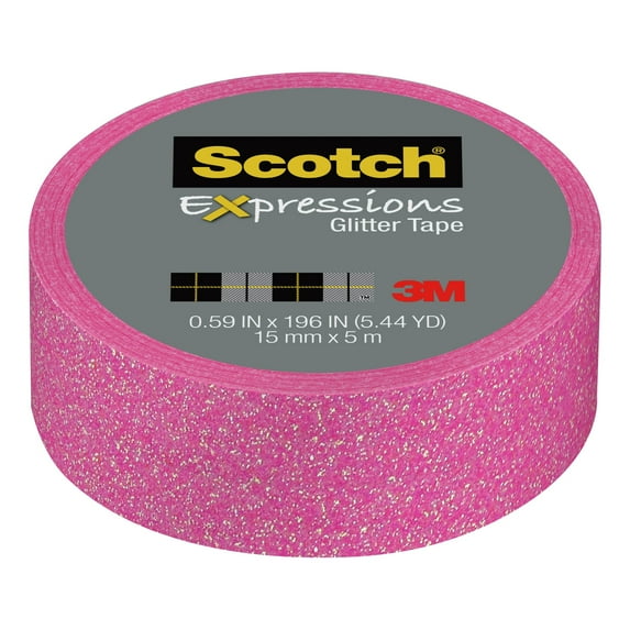 3M Expressions Glitter Tape, .59 in x 196 in, Pastel Pink