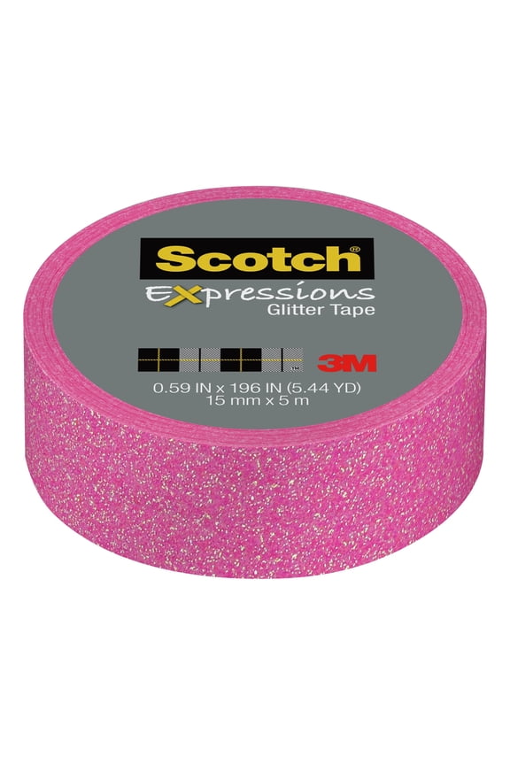 Expressions Glitter Tape, .59 in x 196 in, Pastel Pink