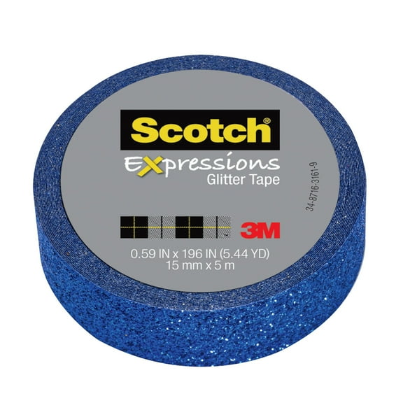 3M Expressions Glitter Tape, .59" x 196", Dark Blue