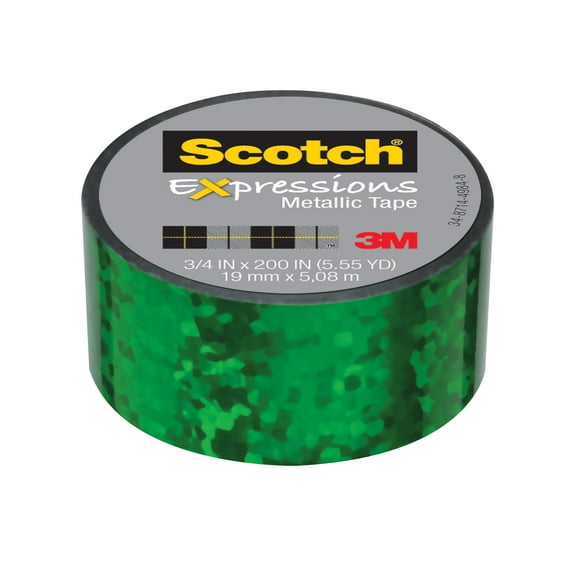 3M Expressions Metallic Tape, 3/4" x 200", Gold Crinkles