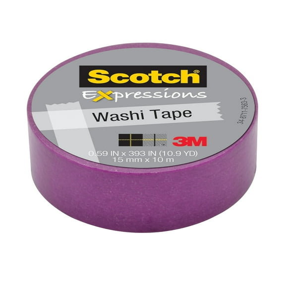 Scotch® Expressions Washi Tape, 1.25" Core, 0.59" X 32.75 Ft, Purple C314-PUR