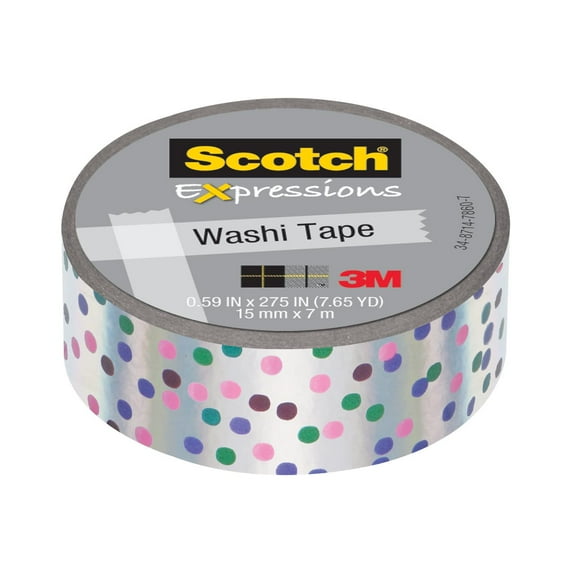 3M Expressions Washi Tape, Iridescent Fun Dot