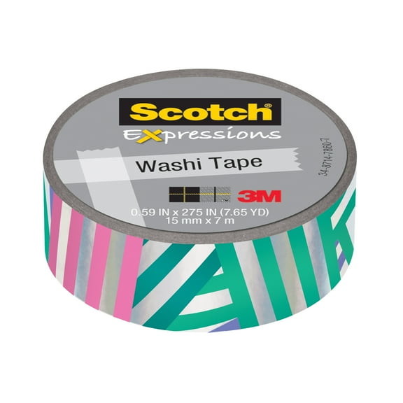 3M Expressions Washi Tape, Iridescent Multi Line