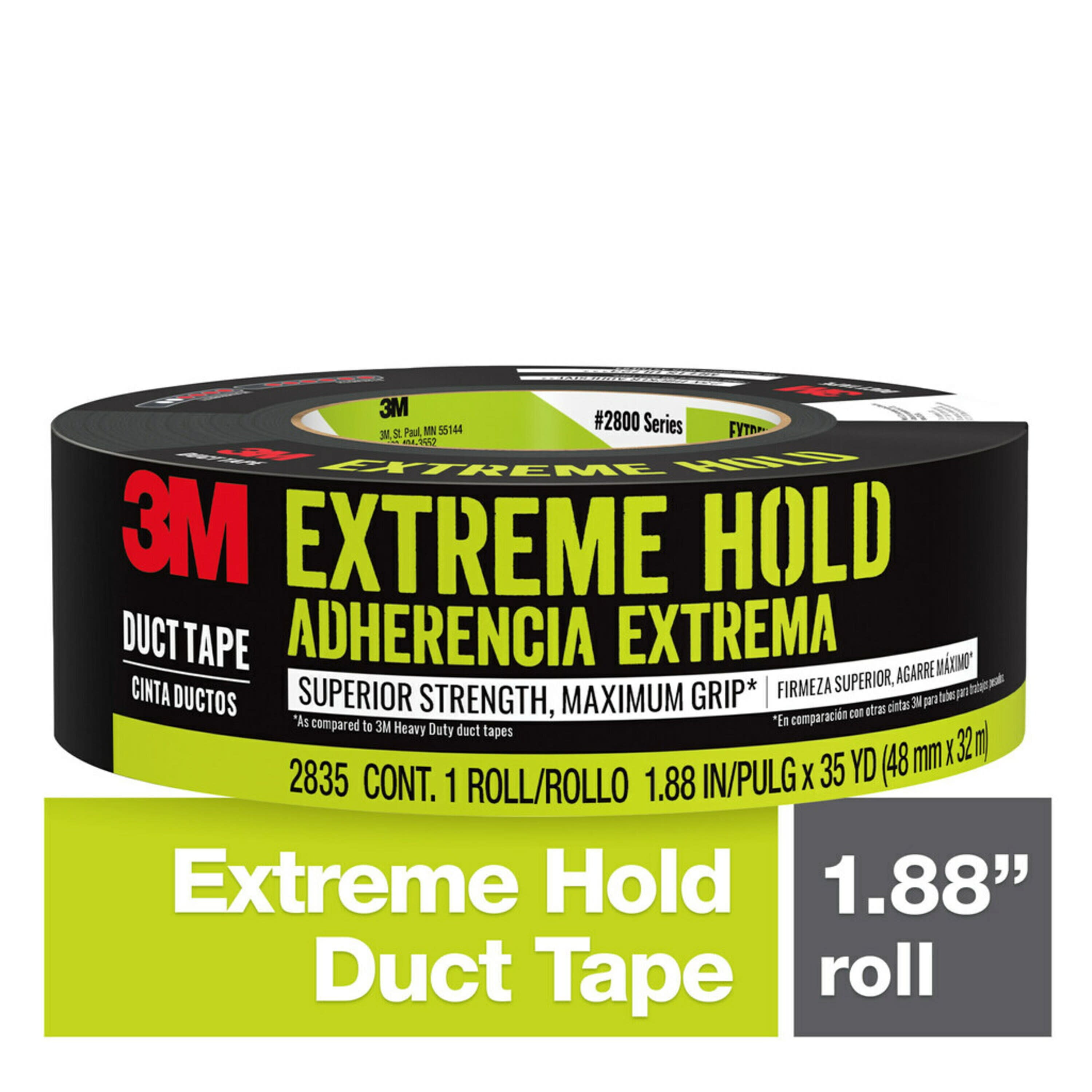 3M Extreme Hold Duct Tape, 1.88 in x 35 yd, Black, 1 Roll/Pack
