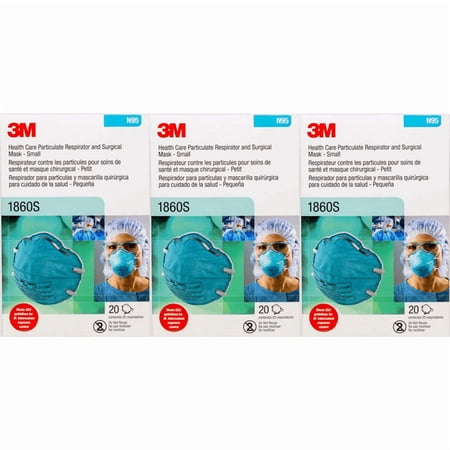 3M FDA Cleared N95 Small Particulate Respirator 1860S, Teal