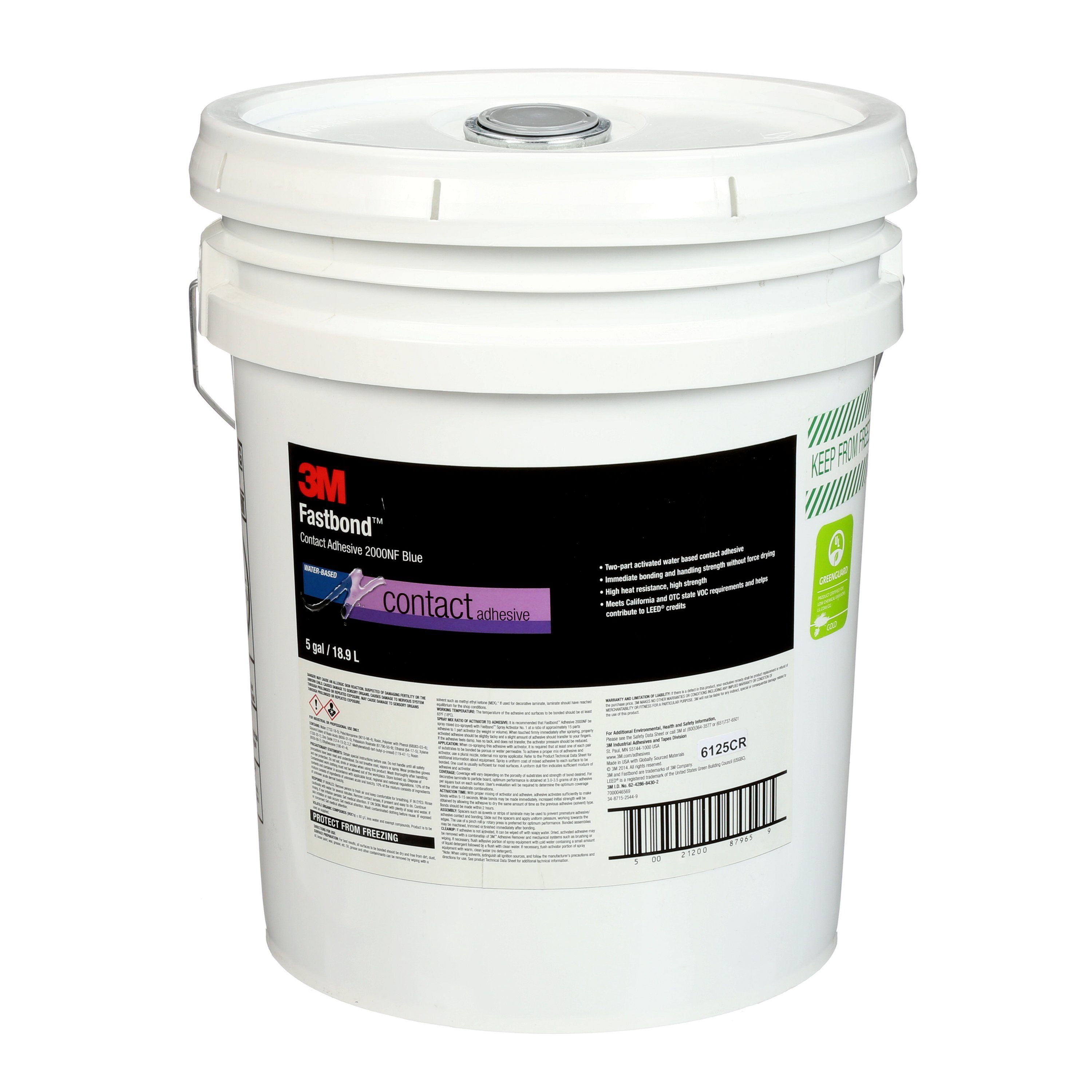 3M Fastbond Contact Adhesive 2000NF, Blue, 5 Gallon Poly Pour Spout Drum (Pail)