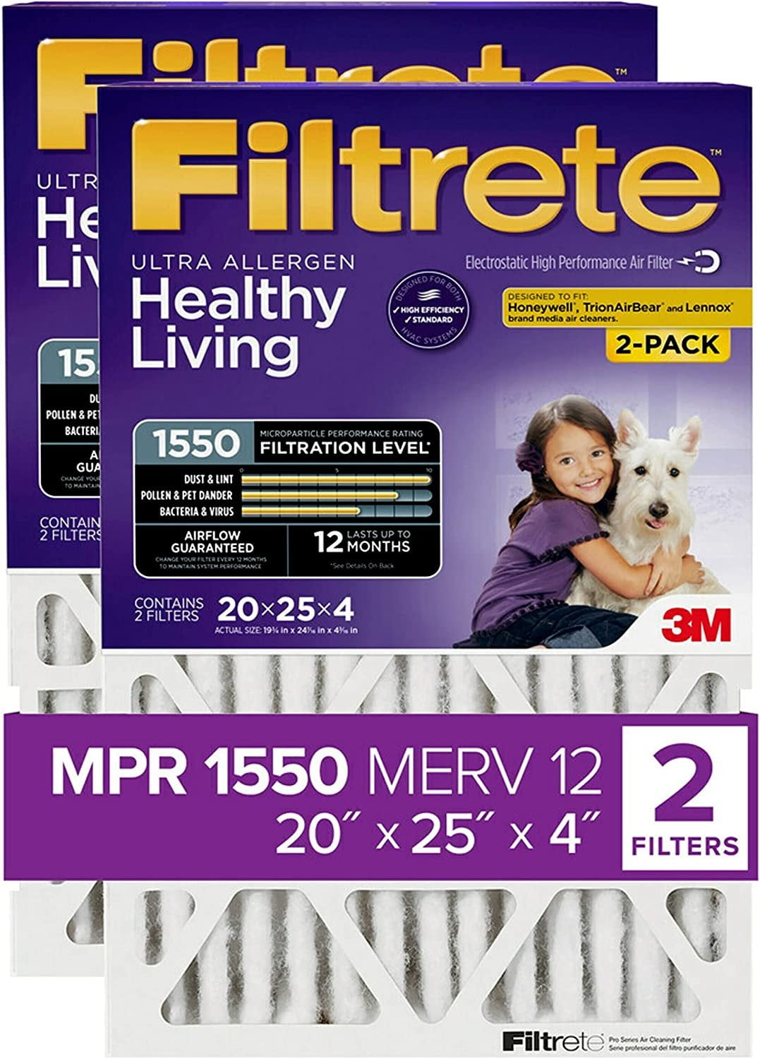 Filtrete Ultra Allergen Reduction Air Filter 20" x 25" x 4" 2-Pack