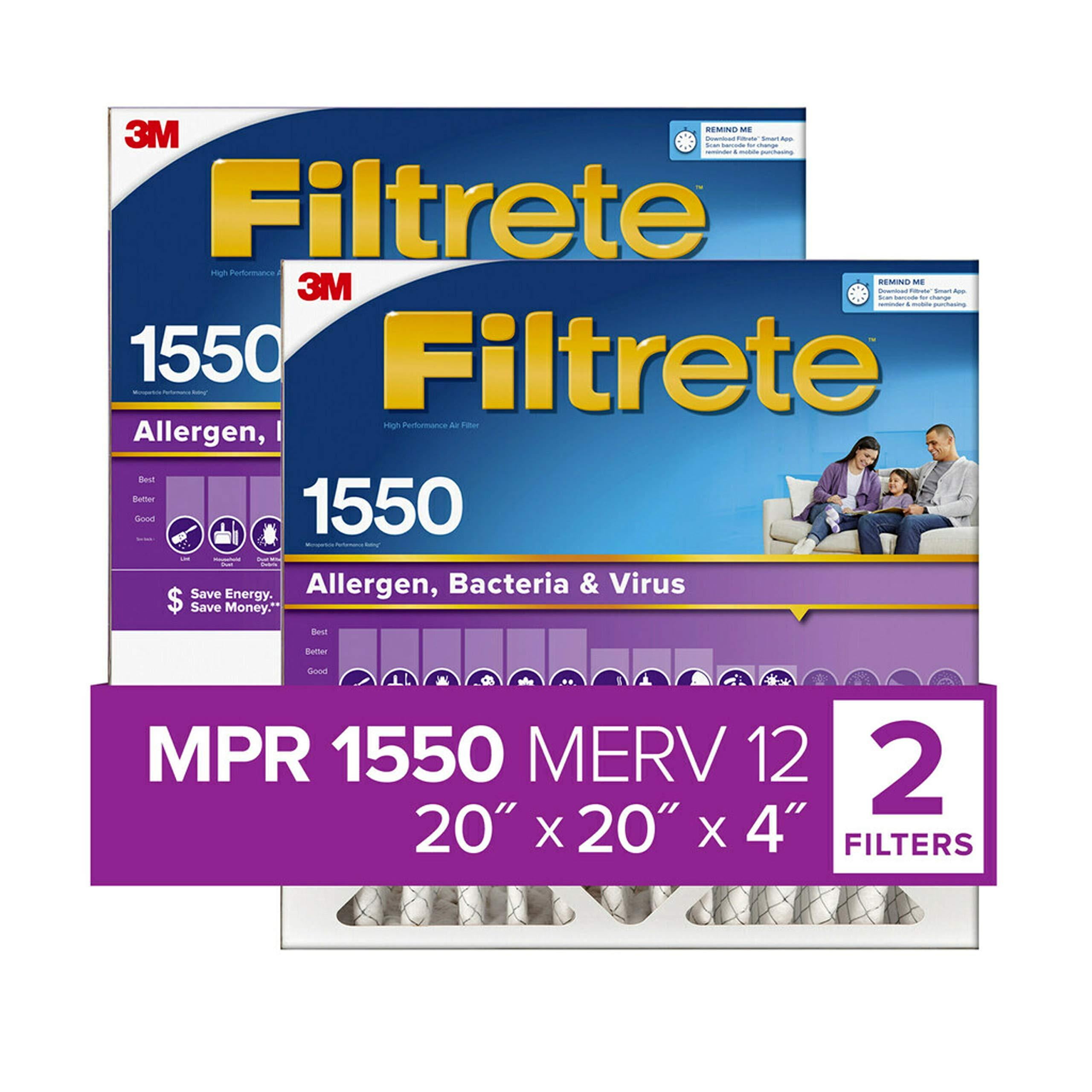 Filtrete 20x20x4 MPR 1550 Allergen Reduction Filters 2-Pack