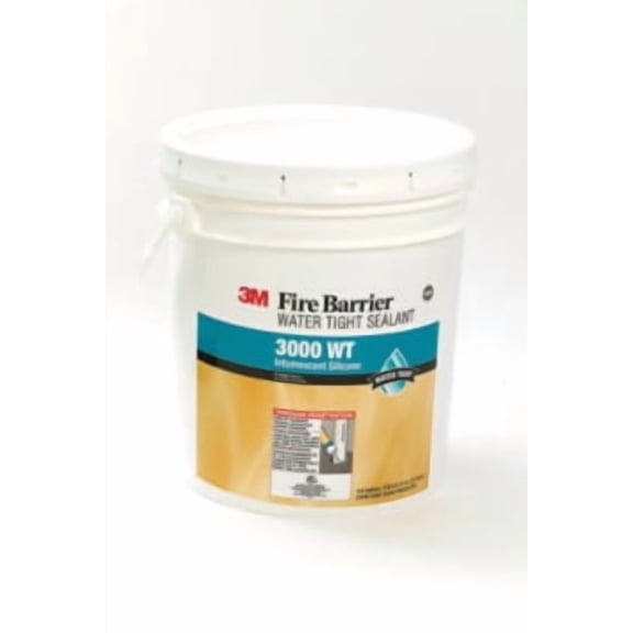 3M Fire Barrier Water Tight Sealant 3000 WT, Gray Color, Gun-Grade, Intumescent, Silicone, Elastomeric Material, 4.5 Gallon Drum Pail
