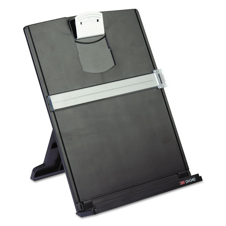 Fold-Flat Freestanding Desktop Copyholder, 150 Sheet Capacity, Plastic, Black/Silver Clip Fold-Flat Freestanding Desktop Copyholder, 150 Sheet Capacity, Plastic, Black/Silver Clip