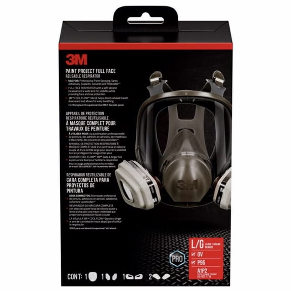 3M P95 Paint Spray and Pesticide Application Full Face Respirator Gray 1 pc.