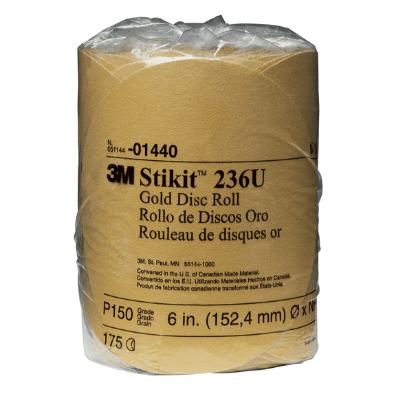 3M GOLD DISC ROLLS STIKIT P150 6IN 175/ROLL