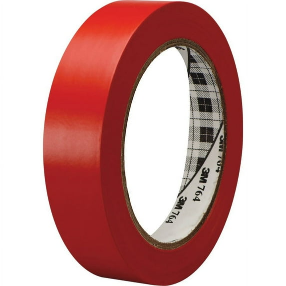 3M General-Purpose Vinyl Tape 764 - 36 yd Length x 1" Width - 5 mil Thickness - Rubber - 4 mil - Polyvinyl Chloride (PVC) Backing - 1 / Roll - Red | Bundle of 2 Rolls