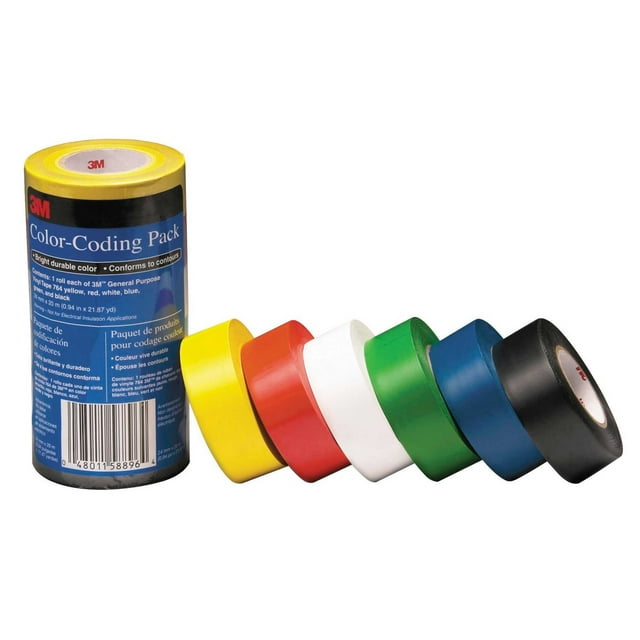 3M General Purpose Vinyl Tape 764 Color Coding 6 Pack, 1in x 22yds per ...