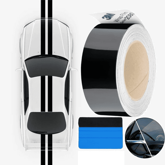 3M Gloss Black Vinyl Wrap Kit, Series 2080 - Easy Apply, Bubble-Free, 2" x 25ft with Free Tool Kit