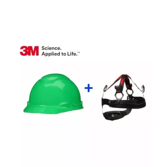 3M H-700 H-800 Series Green Hard Hat-Four Point Ratchet Suspension
