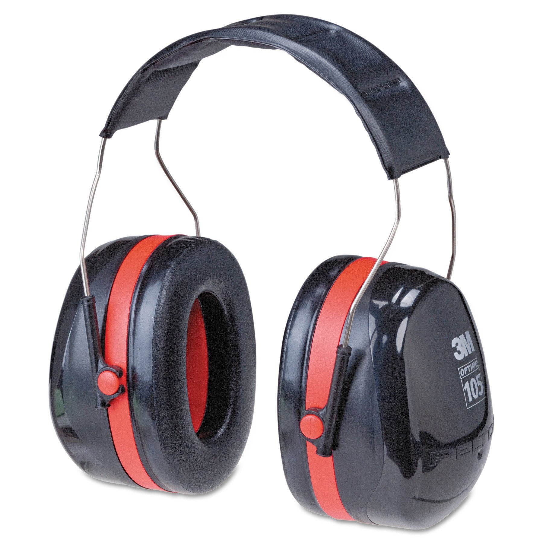 3M H10A Peltor Optime 105 Over the Head Earmuff, Ear Protectors, Hearing Protection, NRR 30 dB,Black, Red Over-the-head