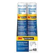 3M Hand Masker Advanced Masking Film, 8 Rolls, 48 in x 180 ft, Static Cling Keeps Film in Place, Prevents Liquids From Bleeding Through, Flake Resistant, For Indoors & Outdoors Use AMF48-8C