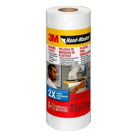 3M Hand-Masker Masking Plastic, 6 in x 120 yd, White, Durable, Moldable