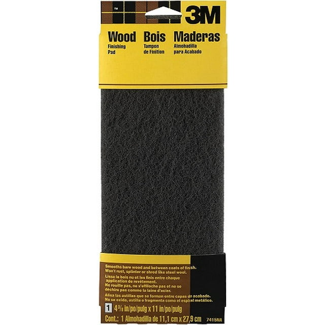 3M Hand Sanding Wood Finishing Pad, 4.375 in by 11 in, Gray, Fine