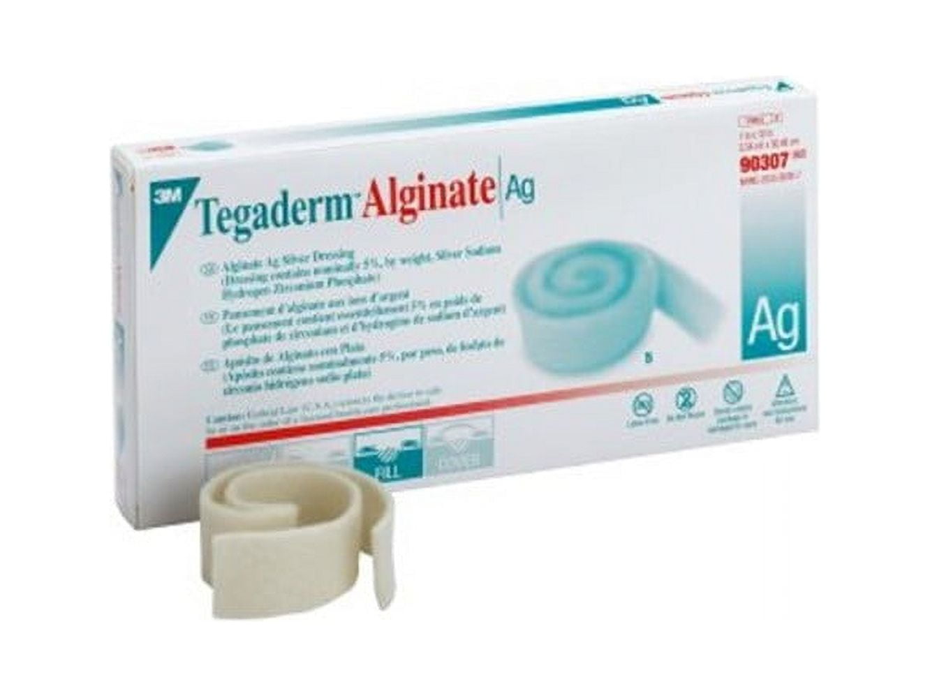 3M Healthcare Tegaderm Alginate Ag Silver Dressing 1" x 12" Rope