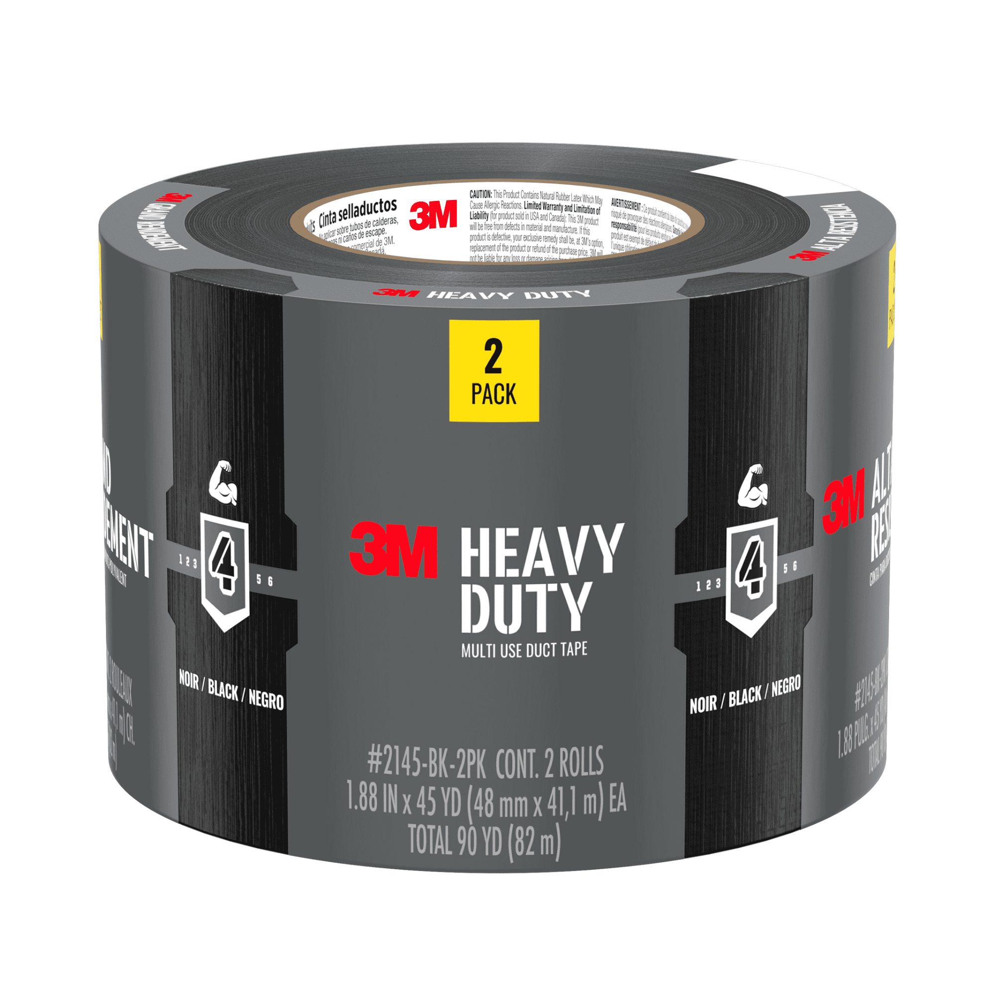 3M Heavy Duty Multi-Use Duct Tape: 1.88 in. x 45 yds. (Black) 2-pack 2145-BK-2PK