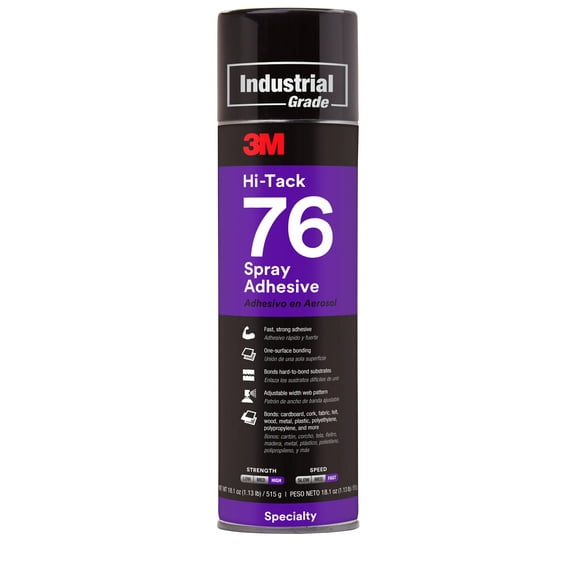 7000046589 - 3M Hi-Tack Spray Adhesive 76 Clear 24 fl oz Can (Net Wt 18.1 oz)
