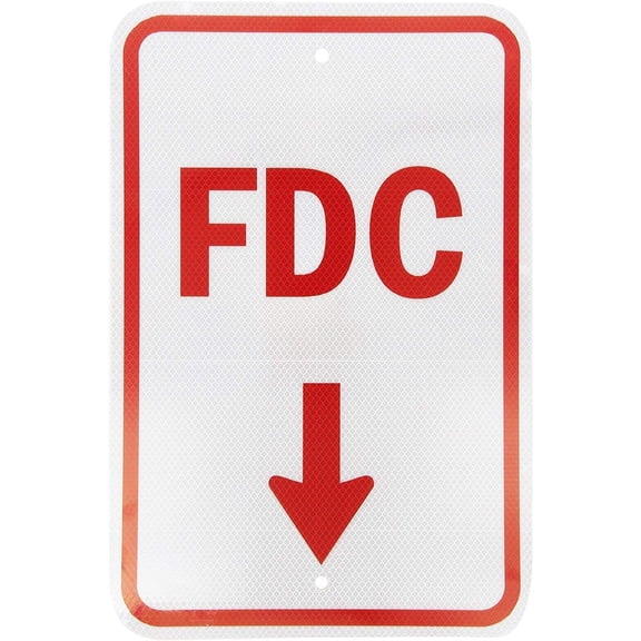 3M High Intensity Grade Reflective Sign, Legend FDC with Down Arrow, 8" X 12" inch, Red on White